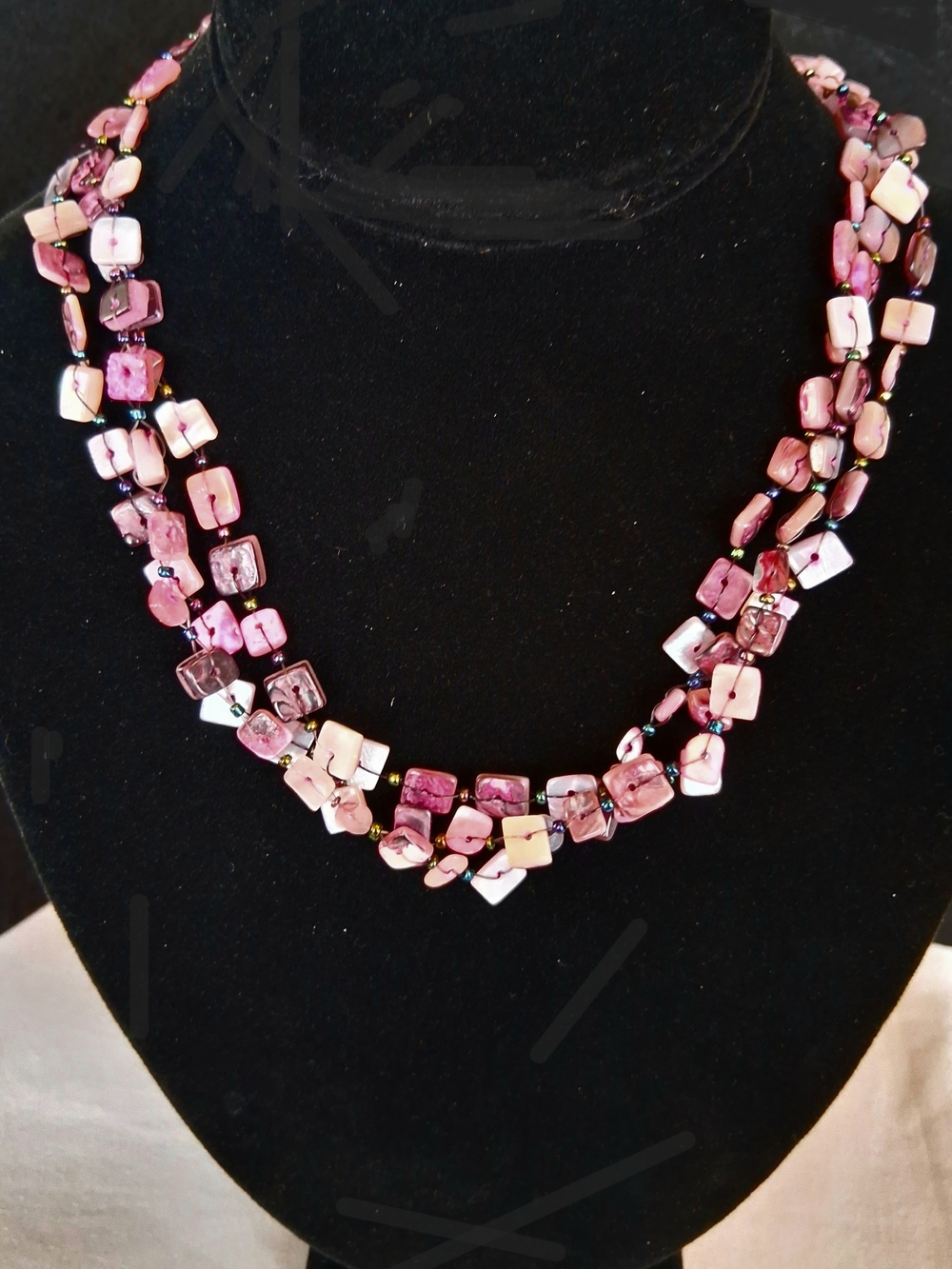 Boho Pink Multi-Strand Shell Bead Necklace - Women Jewelry